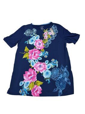 NWT Chico's Women's Garden Party SS Tunic Top Multicolor Floral Print Sz 2 /US L